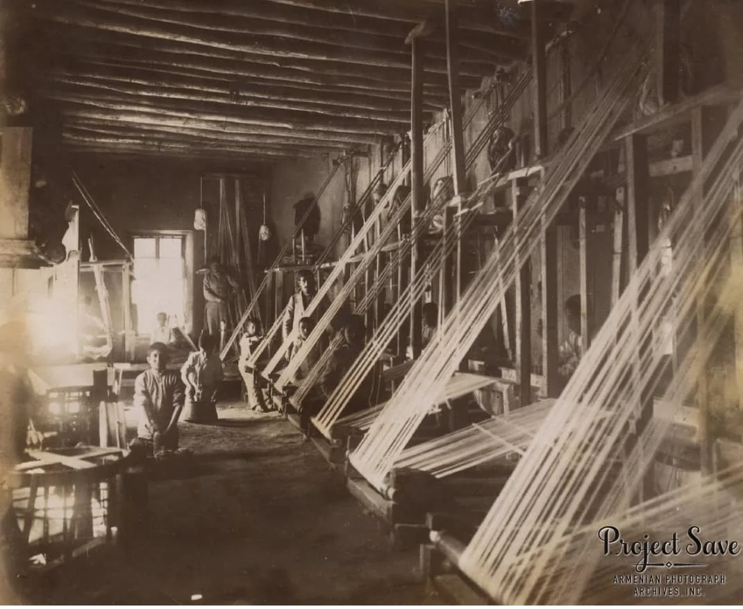 Orphans of Van at the weaving looms